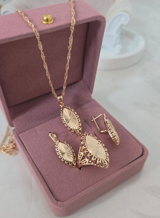Vintage Sunburst Diamond-Cut Jewelry Set