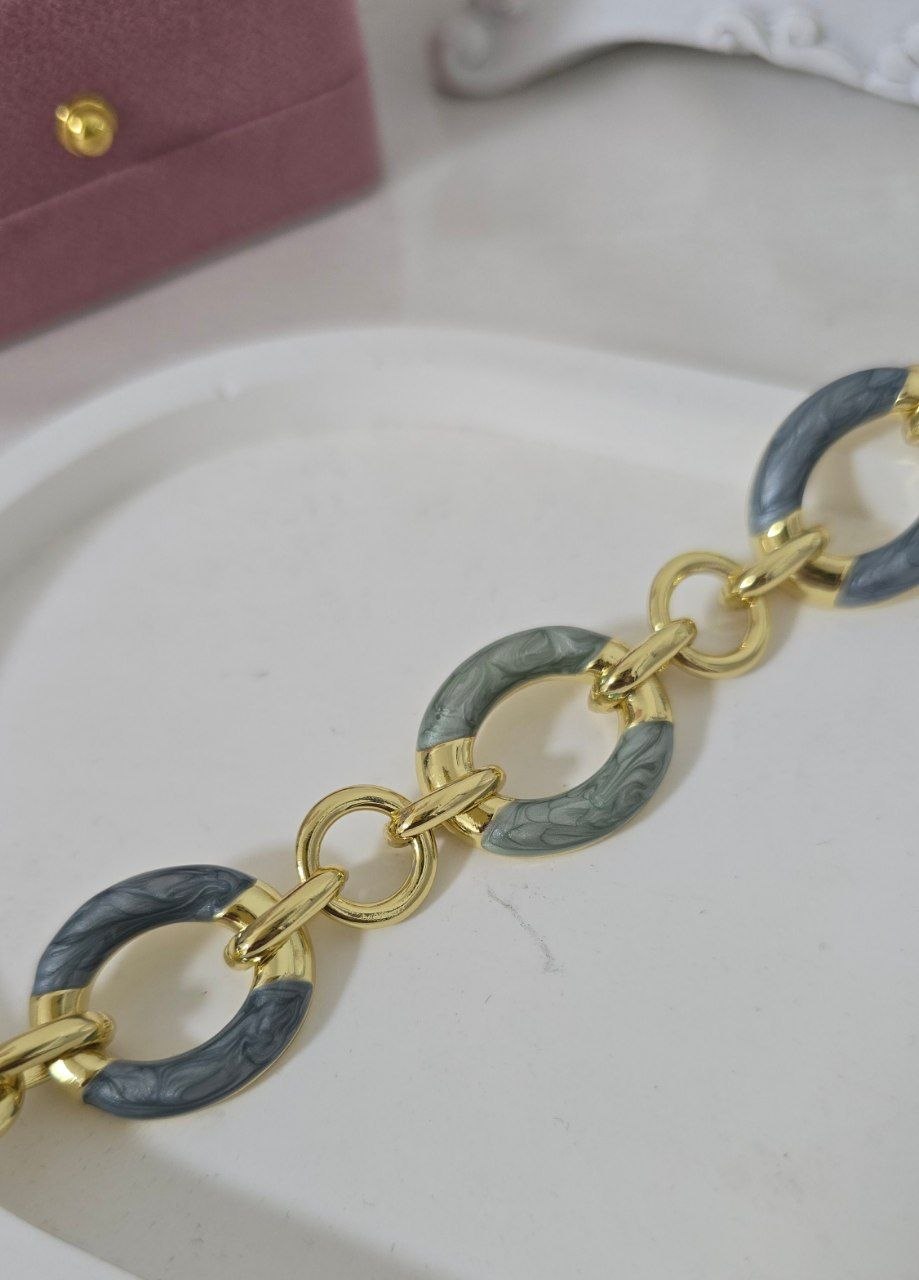 Italian-Style Enamel & 24k Gold-Plated Link Bracelet — Adjustable Fit
