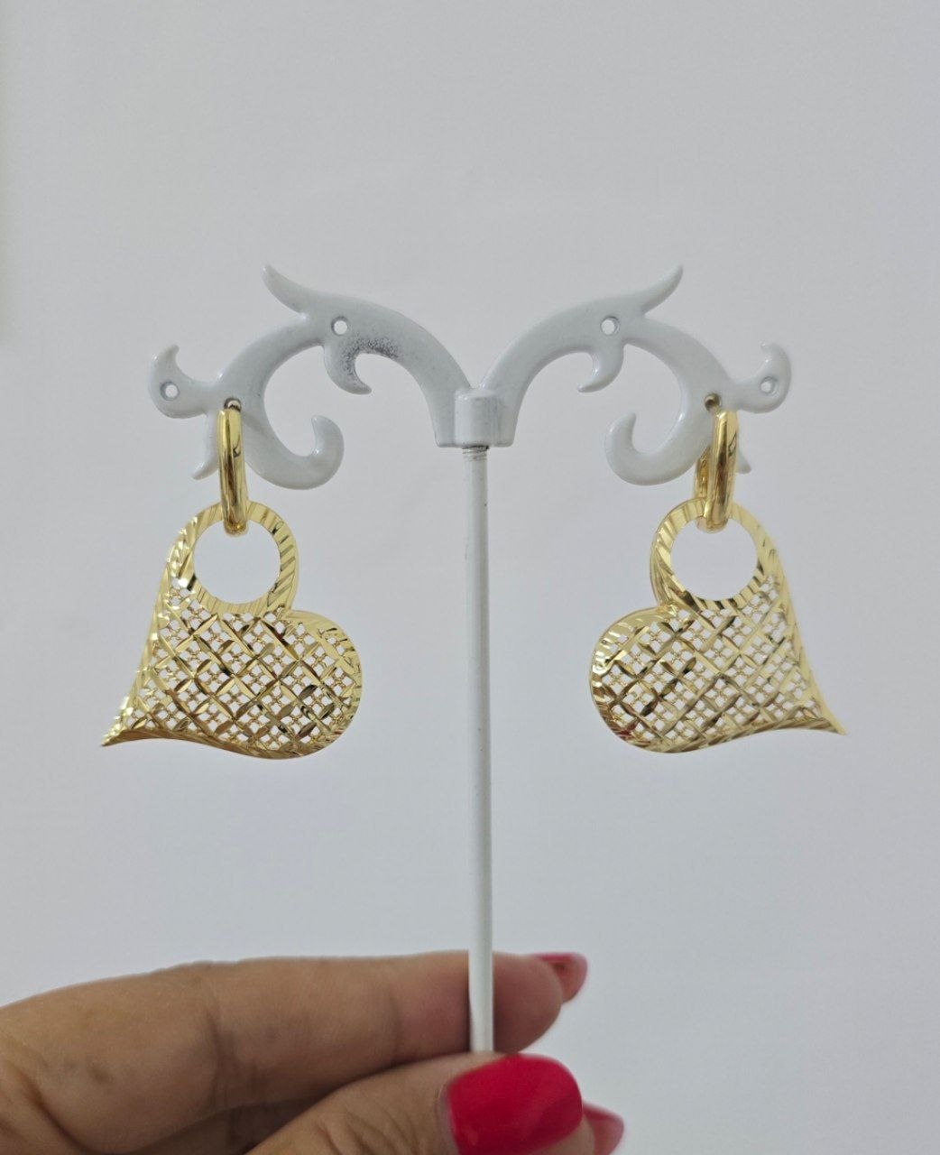 Golden Heart Filigree Textured Jewelry Set