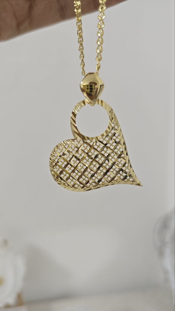 Golden Heart Filigree Textured Jewelry Set