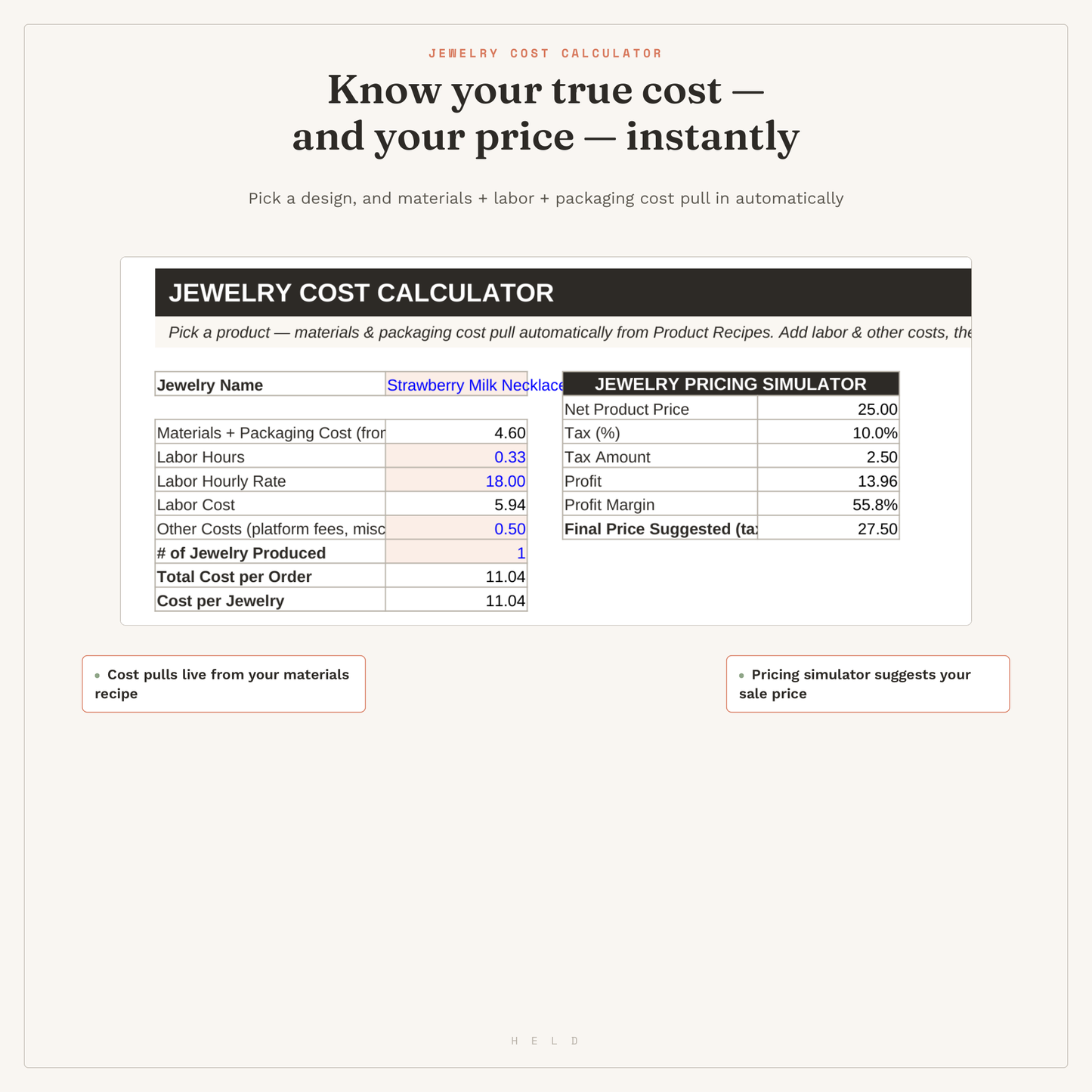Handmade Jewelry Business Planner