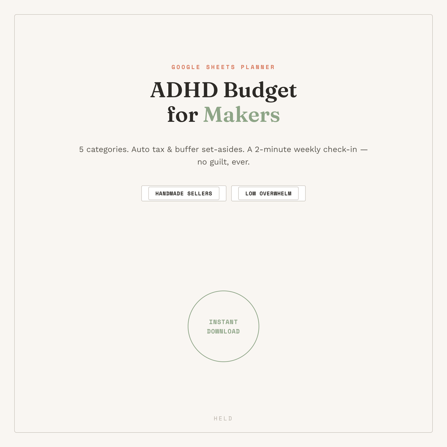 ADHD-Friendly Budget for Product Makers